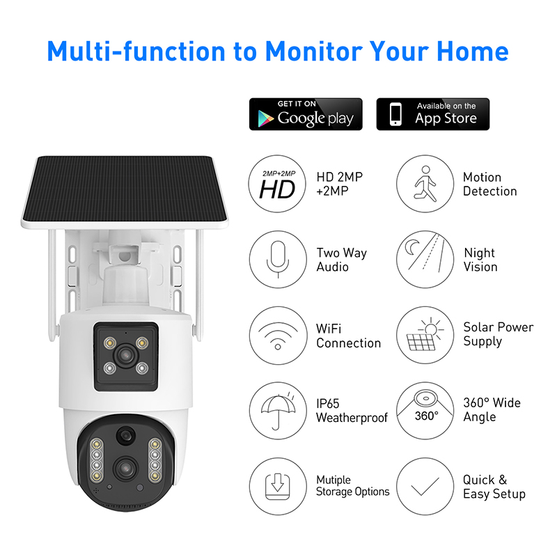 V380 RV5 WiFi Solar 2MP Wodoodporny Zewnętrzny IPC