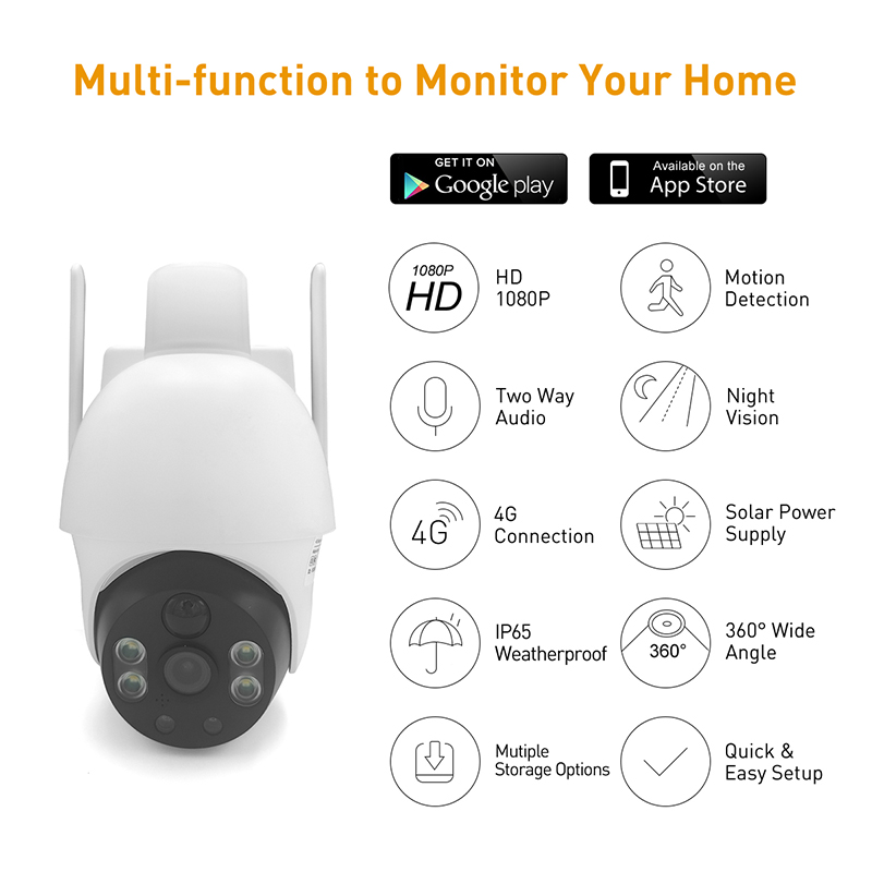 V380 RVP15M AOV 4G solární 2MP vodotěsná venkovní IPC