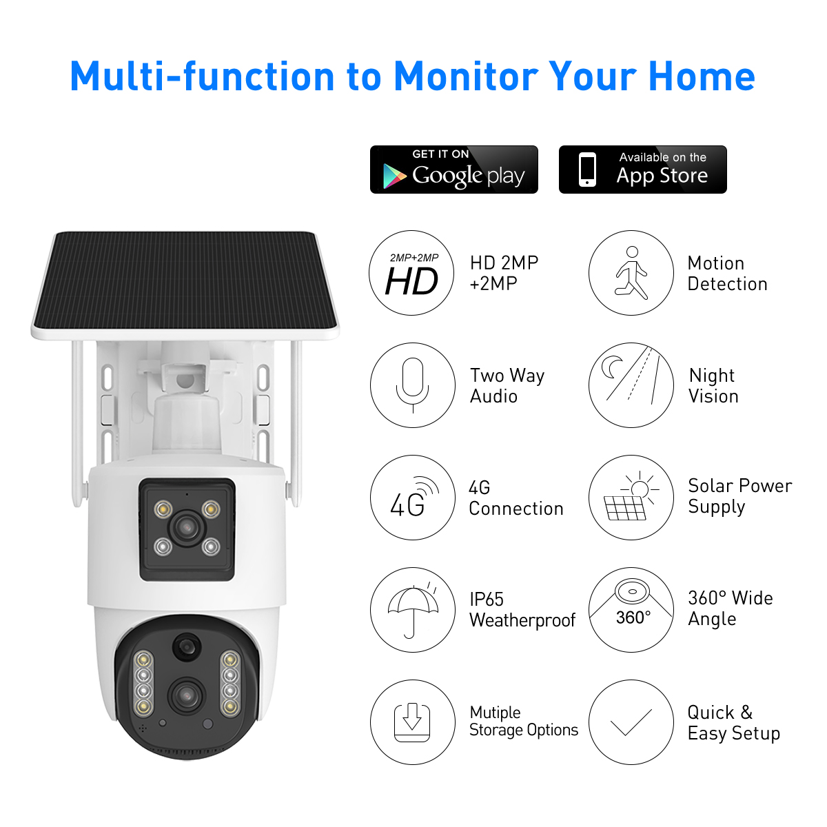 V380 RV5 4G Solar 2MP Waterproof Outdoor IPC details