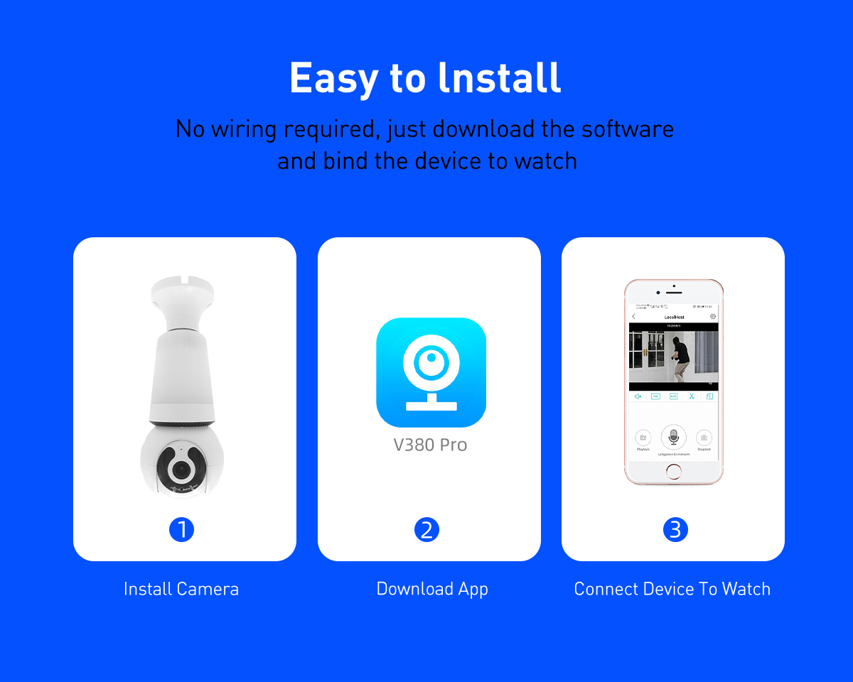 V380 RVQ26 WiFi 3MP Bulb IPC supplier