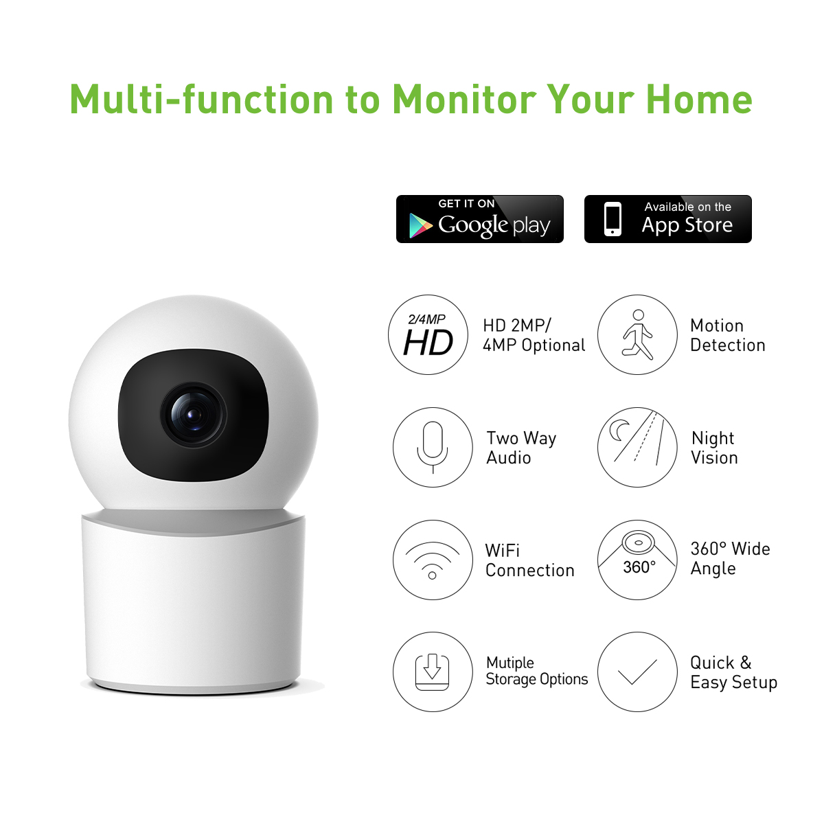 Tuya RP4 WiFi 2MP/4MP Indoor Dome PTZ IPC details