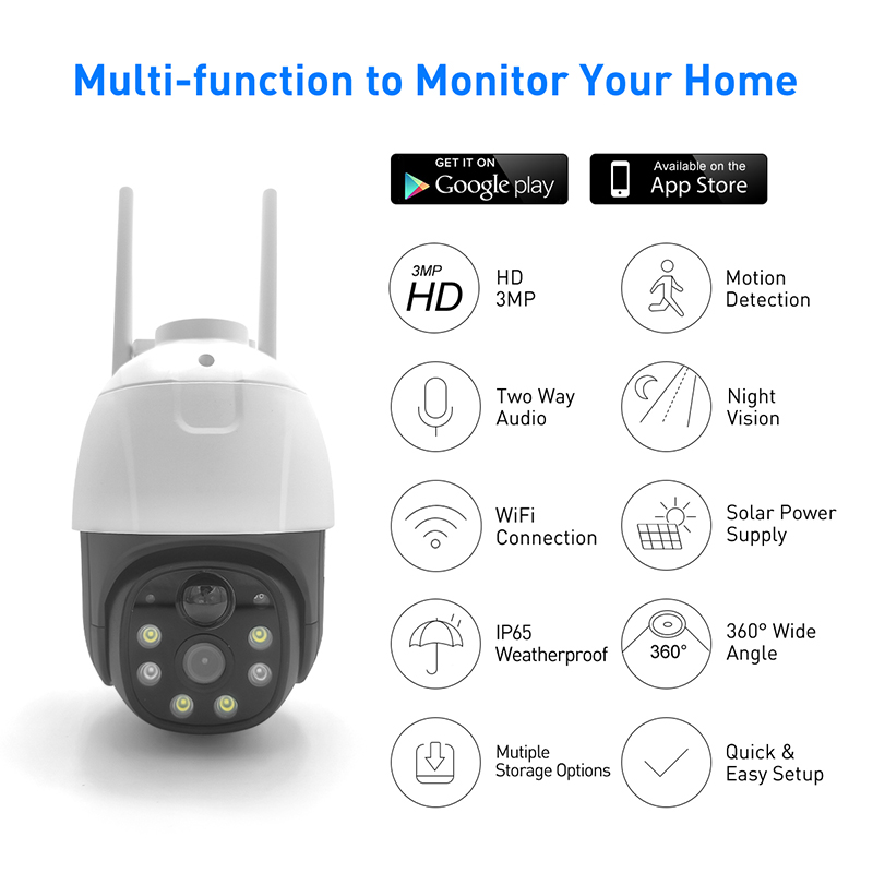 V380 RVP5 Plus WiFi Solar 2MP wodoodporny IPC zewnętrzny