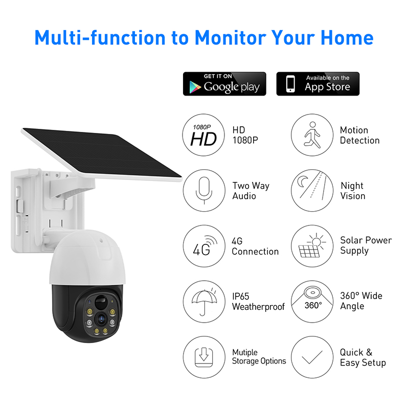 V380 RVP5 PRO 4G Solar 2MP Waterproof Outdoor IPC