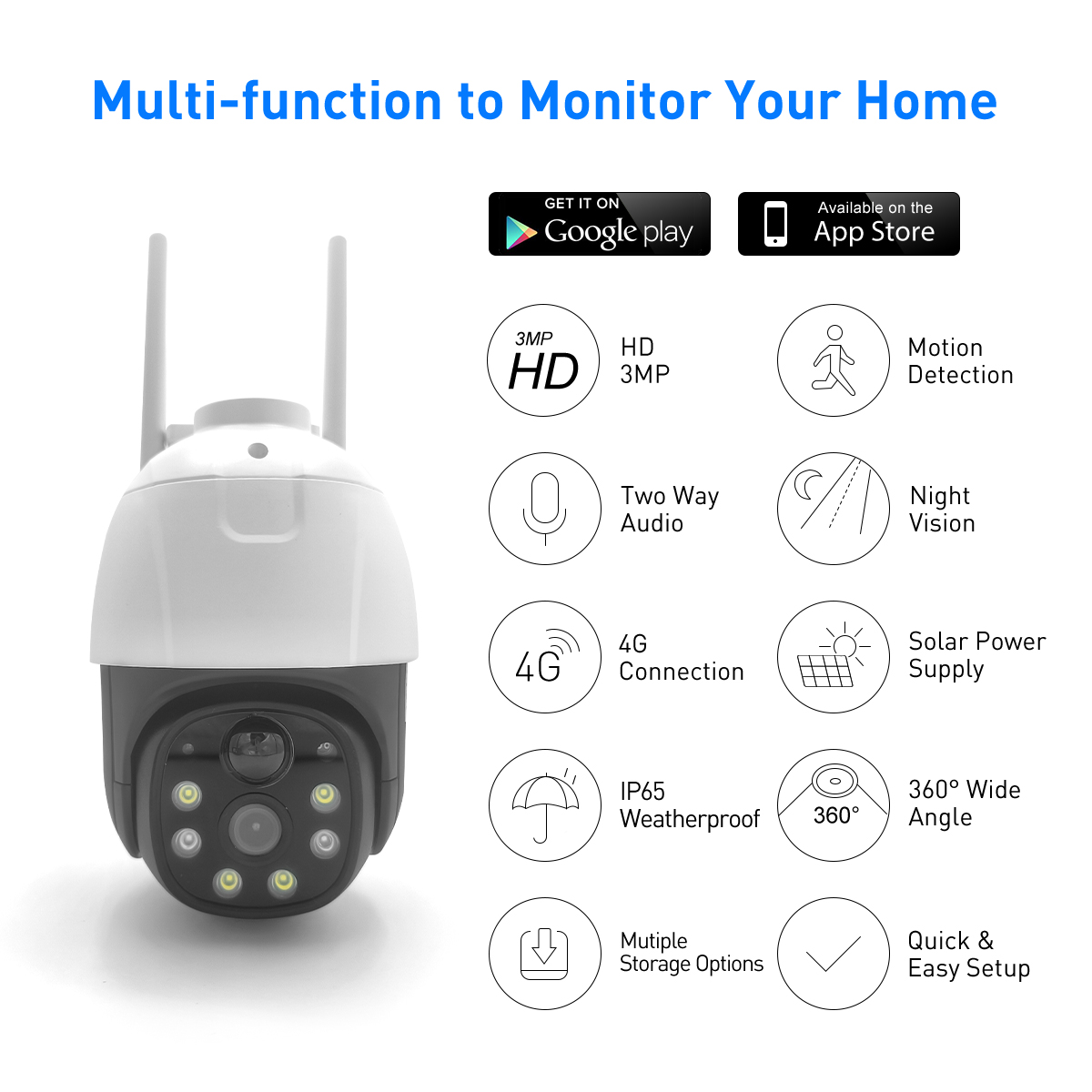 V380 RVP5 Plus 4G Solar 2MP Waterproof Outdoor IPC details