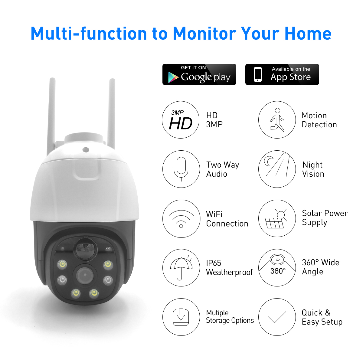 V380 RVP5 Plus WiFi Solar 2MP Waterproof Outdoor IPC supplier