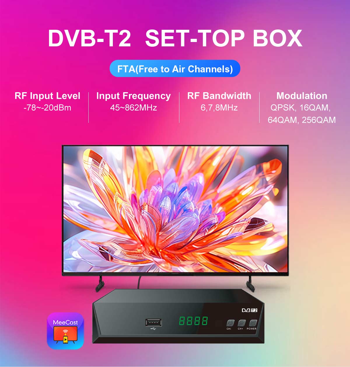 132mm Metal-1 DVB-T2 Receiver factory